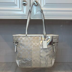 Coach Patchwork Lurex Metallic EW Gallery Tote - HTF
